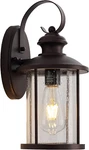 Oil Rubbed Bronze Outdoor Wall Light Fixtures, Clear Seedy Glass Exterior Porch. Fixed Price $74.99.