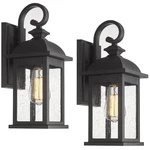 Outdoor Wall Sconce Pack Waterproof E26 Matte Black Seeded Glass 4FD54B-2PK. Fixed Price $154.99.