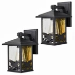 2 Pack Outdoor Porch Lanterns, Matte Black Exterior Lights, Seeded Glass. Fixed Price $37.55.