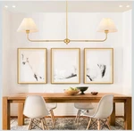 Fiyueoyi Modern Linear Chandelier 2-LIGHT Dining Kitchen White Shade Gold. Fixed Price $75.00.