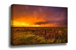 Great Plains Canvas: Oklahoma Prairie Sunset Stormy Sky Landscape Wall Art. Fixed Price $50.00.