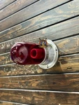 Coastal Design Aluminium Bulkhead Ceiling Wall Light Fixture With Red Glass. Fixed Price $95.00.