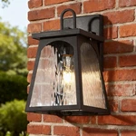Modern 1-LIGHT Rusty Bronze Outdoor Wall Lantern Sconce Water Wave Glass Shade. Fixed Price $36.99.