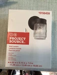 Project Source #0156459 Black Metal Clear Glass Wall Sconce Lantern Light 60W. Fixed Price $15.00.