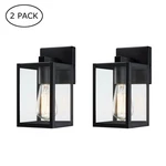 Hukoro 9 In. Black Hardwired Wall Lantern Sconce Clear Glass Shade (2-PACK). Fixed Price $24.99.