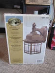Pair Of Hampton Bay Exterior Wall Lanterns Bronze Finish Clear Glass Shades Nib. Fixed Price $29.99.