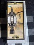Hampton Bay Outdoor Post Lantern Black Finish 6.25"WIDE 18.5" Tall New Box. Fixed Price $34.50.