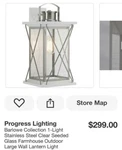 Progress Lighting Barlowe - Outdoor 1 Farmhouse. Fixed Price $209.69.