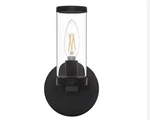 Hampton Bay 1-LIGHT Black Wall Sconce Fixture W/ Clear Glass Shade. Fixed Price $5.60.