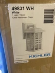 Kichler 49831WH Exterior Wall Light White 150W Clear Hammered Glass New In Box. Fixed Price $155.00.