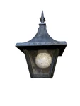 Vintage 1970S Hinkley Black Cast Aluminum Outdoor Wall Light Lantern Witches Hat. Fixed Price $40.00.