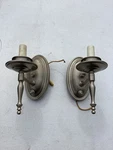 Art Deco Candlestick Style Wall Sconce Light Fixture Silver Set Underwriters. Fixed Price $100.00.