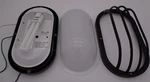 Bulkhead 1-LIGHT Oval Cage Outdoor Wall Black Finish By Satco. Fixed Price $10.00.