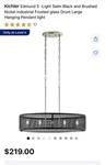 Kichler Edmund 5-LIGHT Satin Black And Brushed Nickel Hanging Pendant. Fixed Price $44.00.