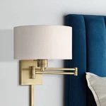 Livex Lighting 11" High Drum Shade Antique Brass Swing Arm Wall Lamp. Fixed Price $289.96.
