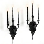 3-ARM Gothic Wall Sconce Set Of Two, Victorian Metal Candle Holder For Taper. Fixed Price $77.13.