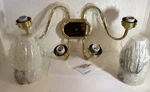 Quorum 4 Wall Mount Lighting Fixture With Glass Shades Sconce Gold Vtg Nos. Fixed Price $41.99.