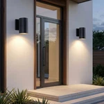 2 Pack 7'' Outdoor Wall Led Light Modern Black Porch Sconce Mount Metal Fixture. Fixed Price $58.99.