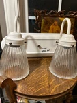Pair Of Hunters Cypress Grove Transitional Vanity Lights With Ribbed Glass Shade. Fixed Price $49.95.