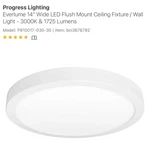 Progress Lighting P810017-030 -30 Everlume 14"W Led Flush Mount White. Fixed Price $34.20.