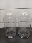 2 Vtg Clear Glass Blast Proof Industrial Threaded Globe Light Shade Covers Pg. Fixed Price $19.99.