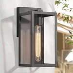 11" Lnc Modern Black Outdoor Exterior Sconce W Clear Glass Shade. Fixed Price $17.99.