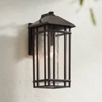 Art Deco Outdoor Wall Light Fixture Rubbed Bronze 16 1/2" Seedy Glass Exterior. Fixed Price $155.99.