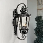Casa Marseille Vintage Outdoor Wall Light Fixture Textured Black Scroll Arm 31". Fixed Price $449.99.