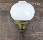 Gas Lantern Wall Sconce Circa 1900S Brass Fixture Milk Glass Globe Art Nouveau. Fixed Price $75.00.