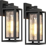 Water Ripple Outdoor Wall Lantern, Exterior Porch Light No Sensor, Black. Fixed Price $146.37.