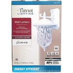 Patriot Lighting Led Outdoor Wall Lantern White/ Hammered Glass 10"X 17.75"X 11". Fixed Price $46.09.