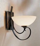 Hubbardton Forge Light Scroll Copper Finish Iron Wall Sconce Marbled Glass Bowl. Fixed Price $82.50.