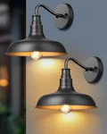 2 Pack Gooseneck Barn Wall Light, Black Matte Outdoor Sconce For Porch & Garage. Fixed Price $83.99.