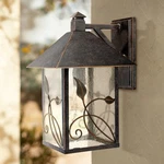 French Garden Rustic Farmhouse Outdoor Wall Light Fixture Bronze Lantern 15". Fixed Price $199.99.
