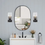 Patriot Lighting 2 Wall Sconces Matte Black Finish With Clear Seeded Glass. Fixed Price $50.00.