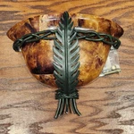 Read! Kalco Wall Sconce Light Wrought Iron Leaf Faux Tortoiseshell Shade Only. Fixed Price $132.00.
