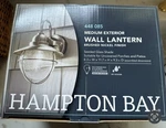 Hampton Bay Medium Outdoor Wall Lantern Brushed Nickel Wet Rated 448085. Fixed Price $34.00.