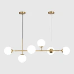 Kco 6-LIGHT Globe Linear Chandelier Gold White Glass Modern Pendant For Kitchen.. Fixed Price $107.99.