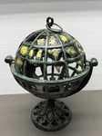 Antique Cast Iron Candle Lantern Rotating World Globe Heavy 12 Holder. Fixed Price $50.00.