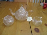 Bonjour Les Amies Collection,handblown Glass Teapot,diffuser,creamer,sugar Bowl. Fixed Price $14.25.