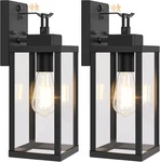 14 Motion Sensor Outdoor Wall Lights, Dusk To Dawn, 2-PACK, Black Sconces. Fixed Price $99.99.