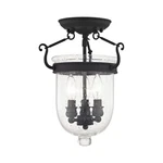Livex Lighting Jefferson 3-LIGHT Ceiling Mount Black Seeded Glass Fixture. Fixed Price $109.66.