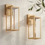 Titan 17" High Soft Gold Clear Glass Outdoor Wall Light Set 2. Fixed Price $199.98.