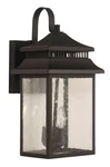 Dark Bronze Gilded Three Light Outdoor Wall Mount From The Crossbend Collection. Fixed Price $178.00.