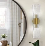 Maxax Washington 2-LIGHT Brushed Gold Wall Sconce Clear Glass Shade Tested. Fixed Price $39.37.