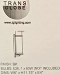 Trans Globe Lighting 1-LIGHT Outdoor Wall Sconce Black Opaque Glass E26 551-BK. Fixed Price $15.00.