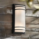 Habitat Modern Outdoor Wall Light Fixture Black 16" White Glass For Exterior. Fixed Price $84.95.