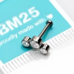 Implant Grade Titanium Onefit Threadless Journey Sparkle Trio Top Flat Back Stud. Fixed Price $19.95.