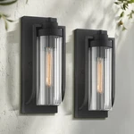 Possini Euro Bogata 15 1/2" Ribbed Glass Outdoor Wall Lights Set Of. Fixed Price $289.99.
