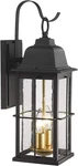 Stylish Black And Gold Outdoor Wall Sconce With Seeded Glass Shade, 17. Fixed Price $149.99.